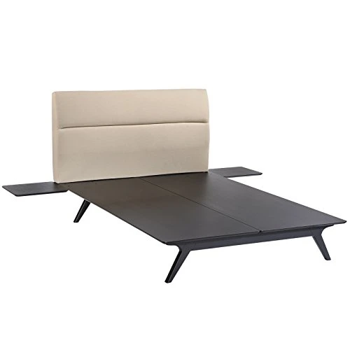 Addison Mid-Century Modern Platform Queen Size Bed And Two Nightstands In Black Gray 9 Addison Mid-Century Modern Platform Queen Size Bed And Two Nightstands In Black Gray - Image 9