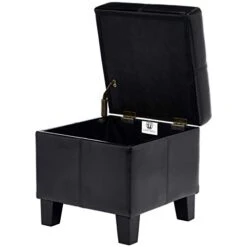 FIRST HILL FHW Living Storage Ottoman, Small, Black -Best Furniture Store 31DLQZEXmgL