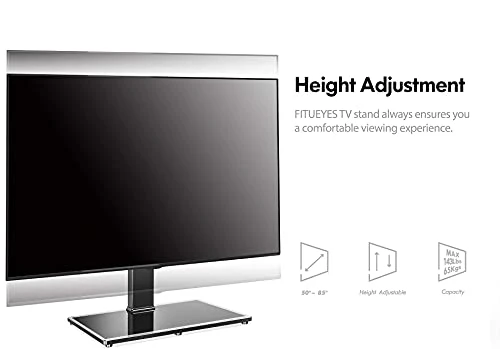 FITUEYES Universal TV Stand/Base Swivel Tabletop TV Stand With Mount For 50 To 85 Inch Flat Screen TV 100 Degree Swivel, 4 Level Height Adjustable,Tempered Glass Base,Holds Up To 143lbs Screens 4 FITUEYES Universal TV Stand/Base Swivel Tabletop TV Stand With Mount For 50 To 85 Inch Flat Screen TV 100 Degree Swivel, 4 Level Height Adjustable,Tempered Glass Base,Holds Up To 143lbs Screens - Image 4