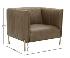 Amazon Brand – Rivet Frederick Mid-Century Channel Tufted Leather Chair, 38"W, Taupe -Best Furniture Store 31Dcdu1QcDL