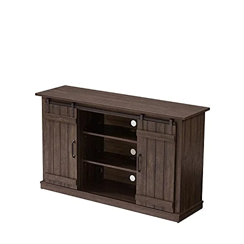 RICHSEAT Modern Farmhouse Wood TV Stand For TVs Up To 60 Inch, Home Living Room Storage Table TV Stands Cabinet Doors And Shelves Entertainment Center, Dark Brown 1 RICHSEAT Modern Farmhouse Wood TV Stand For TVs Up To 60 Inch, Home Living Room Storage Table TV Stands Cabinet Doors And Shelves Entertainment Center, Dark Brown