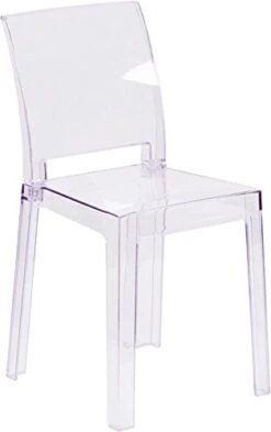Flash Furniture Emilie Ghost Chair With Square Back In Transparent Crystal