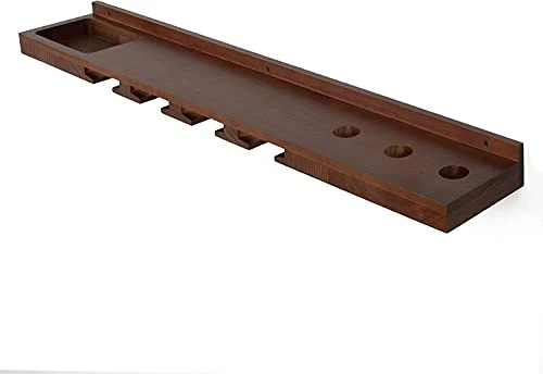 Rustic State Molise Wall Mount Wood Floating Wine Rack Stemware Holder Glassware Shelf Cork Storage Organizer For 3 Bottles And 4 Glasses - Home, Kitchen, Dining Room Bar Décor - Walnut 4 Rustic State Molise Wall Mount Wood Floating Wine Rack Stemware Holder Glassware Shelf Cork Storage Organizer For 3 Bottles And 4 Glasses - Home, Kitchen, Dining Room Bar Décor - Walnut - Image 4