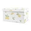 Sweet Jojo Designs Lemon Floral Girl Small Fabric Toy Bin Storage Box Chest For Baby Nursery Kids Room - Yellow Green Beige White Watercolor Boho Bohemian Farmhouse Fruit Flower Blossom Botanical Leaf