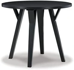 Signature Design By Ashley Otaska Mid Century Modern Round Dining Room Table, Black -Best Furniture Store 31FCUdRgHL. AC