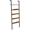 VASAGLE Blanket Ladder, Wall-Leaning Rack With Storage Shelf, For Blankets, Quilt, Towels, Scarves, Steel Frame, Industrial Style, Rustic Brown And Black ULLS012B01