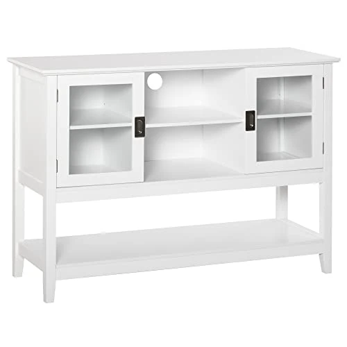 HOMCOM Modern Sideboard Buffet Cabinet, Console Table With Framed Glass Doors, Multiple Storage Options, And Anti-Topple For Kitchen, Living Room, White 1 HOMCOM Modern Sideboard Buffet Cabinet, Console Table With Framed Glass Doors, Multiple Storage Options, And Anti-Topple For Kitchen, Living Room, White