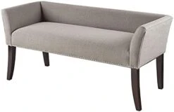 Madison Park Welburn Upholstered Tufted Entryway Accent Bench With Back, Nailhead Trim, And Padded Seat Mid-Century Modern Fabric Ottoman For Bedroom Furniture, 49.5" W X 19.25" D X 23" H, Tan -Best Furniture Store 31GGx2BViEL. AC