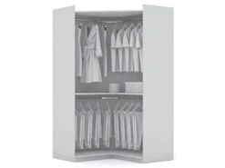 Rockefeller Ultra Modern 2 Door Open Corner Bedroom Closet With Hanging Rods, 65.91", White -Best Furniture Store 31GImfticrL