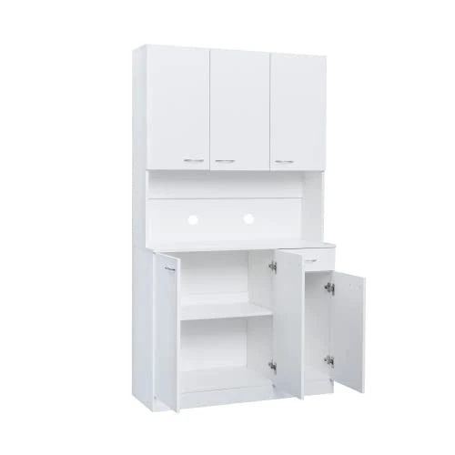 Kitchen Storage Cabinet, 70.87" Kitchen Freestanding Buffet Cabinet With Buffet Cupboard 6 Doors & 3 Shelves, Storage Cabinet Microwave Stand With Drawer For Home Kitchen (White) 3 Kitchen Storage Cabinet, 70.87" Kitchen Freestanding Buffet Cabinet With Buffet Cupboard 6 Doors & 3 Shelves, Storage Cabinet Microwave Stand With Drawer For Home Kitchen (White) - Image 3