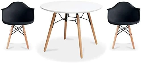 2xhome - Kids Size Plastic Toddler Armchairs With Natural Wooden Dowel Legs And White Round Table, Black (3 Piece Set) 10 2xhome - Kids Size Plastic Toddler Armchairs With Natural Wooden Dowel Legs And White Round Table, Black (3 Piece Set) - Image 10