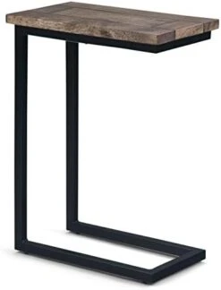 SIMPLIHOME Skyler SOLID MANGO WOOD And Metal 18 Inch Wide Rectangle Industrial C Side Table In Dark Cognac Brown, Fully Assembled, For The Living Room And Bedroom -Best Furniture Store 31GdiHpTHL. AC