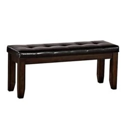 Pu Upholstered Dining Bench In Black And Solid Polyurethane