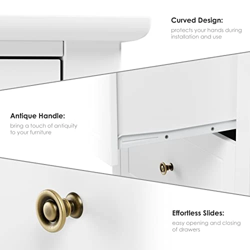 4 Drawer Dresser, Antique Wide Chest Of Drawers With Solid Frame, Closet Dresser Tall Storage Chest Cabinet Nightstand For Living Room, Bathroom, Entryway, White 7 4 Drawer Dresser, Antique Wide Chest Of Drawers With Solid Frame, Closet Dresser Tall Storage Chest Cabinet Nightstand For Living Room, Bathroom, Entryway, White - Image 7