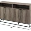 Walker Edison Angled Door Cabinet-Sideboard-Buffet With Open Shelf Storage, 58, Grey Wash
