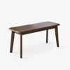Livinia Canberra 37.4" Wooden Dining Bench/Mid Century Modern Solid Malaysian Oak Kitchen Bench (Walnut)