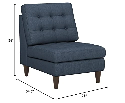 Modway Empress Mid-Century Modern Upholstered Fabric Side Armless Lounge Accent Chair Azure 3 Modway Empress Mid-Century Modern Upholstered Fabric Side Armless Lounge Accent Chair Azure - Image 3