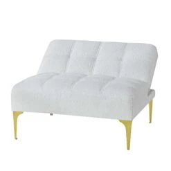 Modern Convertible Futon Sofa Bed Couch With Gold Metal Legs, Futon Sleeper Couch Daybed Single Chair With Teddy Fabric & Pillow For Apartment Office Small Space Living Room (White Teddy) 13 Modern Convertible Futon Sofa Bed Couch With Gold Metal Legs, Futon Sleeper Couch Daybed Single Chair With Teddy Fabric & Pillow For Apartment Office Small Space Living Room (White Teddy) -Best Furniture Store 31H9nLMnzgL