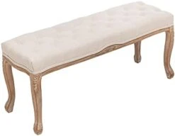 XRHOM Foot Stools Ottoman Entryway Bench Vanity Stool Shoe Bench Upholstered Dining Room Bench Foot Rest With Carved Pattern Solid Rubber Wood Legs For Bedroom, Beige 13 XRHOM Foot Stools Ottoman Entryway Bench Vanity Stool Shoe Bench Upholstered Dining Room Bench Foot Rest With Carved Pattern Solid Rubber Wood Legs For Bedroom, Beige -Best Furniture Store 31HjWlvqKCL. AC