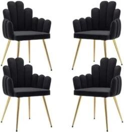 CIMOTA Black Dining Chairs Set Of 2 Velvet Upholstered Comfy Living Room Chairs Modern Finger Shape Back Vanity Chair With Arms For Makeup Room/Bedroom, 2PCS -Best Furniture Store 31HpRRL58L. AC
