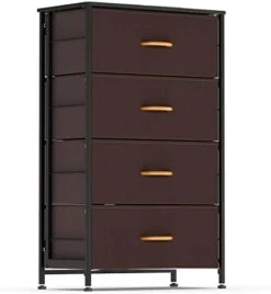 Fabric Dresser For Bedroom, Vertical Dresser Storage Tower, Steel Frame, Wood Top, Easy Pull Textured Fabric Bins, Organizer Unit For Bedroom, Hallway, Entryway, Closets, 4 Drawers, Coffee 22 Fabric Dresser For Bedroom, Vertical Dresser Storage Tower, Steel Frame, Wood Top, Easy Pull Textured Fabric Bins, Organizer Unit For Bedroom, Hallway, Entryway, Closets, 4 Drawers, Coffee -Best Furniture Store 31I7 BlavhL. AC