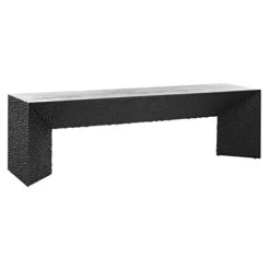 GENERIC 60-inch Long Dining Bench With Textured Sides And Belly Grey Bohemian Eclectic Modern Contemporary Wood