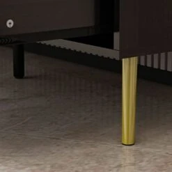 DiDuGo Kitchen Sideboard Cabinet With 3 Drawers & 2 Doors, Credenza Sideboard Buffet With Shelves, 69 Inch Tabletop, Gold Metal Legs & Handles, Espresso (69”W X 15.6”D X 30”H) -Best Furniture Store 31IAkuGsY8L