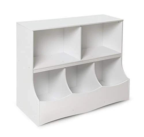 Badger Basket Multi-Bin Storage Organization 2 Shelf And 3 Bin Cubby Unit - Fresh White (98856W) 7 Badger Basket Multi-Bin Storage Organization 2 Shelf And 3 Bin Cubby Unit - Fresh White (98856W) - Image 7