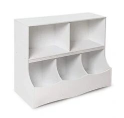 Badger Basket Multi-Bin Storage Organization 2 Shelf And 3 Bin Cubby Unit - Fresh White (98856W)