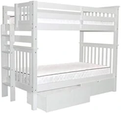 Tall Bunk Beds Twin Over Twin Mission Style With End Ladder And 2 Under Bed Drawers, White 17 Tall Bunk Beds Twin Over Twin Mission Style With End Ladder And 2 Under Bed Drawers, White -Best Furniture Store 31IqBNNPhJL. AC