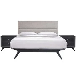 Addison Mid-Century Modern Platform Queen Size Bed And Two Nightstands In Black Gray 25 Addison Mid-Century Modern Platform Queen Size Bed And Two Nightstands In Black Gray -Best Furniture Store 31IxkY4FufS 1