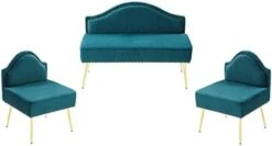 Homtique Velvet Loveseat & Accent Chair 3 Piece Set, Modern Upholstered Living Room Furniture Set, Armless Loveseat Settee With Gold Metal Legs, For Small Space, Bedroom, Apartment, Orange 29 Homtique Velvet Loveseat & Accent Chair 3 Piece Set, Modern Upholstered Living Room Furniture Set, Armless Loveseat Settee With Gold Metal Legs, For Small Space, Bedroom, Apartment, Orange -Best Furniture Store 31J689pORzL. AC