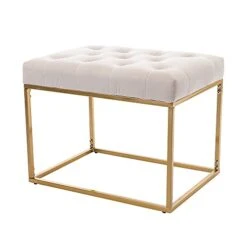 AWQM Tufted Ottoman Bench,Velvet Upholstered Seat,Footrest Chair,Rectangle Vanity Stool With Golden Metal Frame,Perfect For Dressing Room,Living Room,Entryway Or Bedroom,Beige… -Best Furniture Store 31JE3kgz6mS