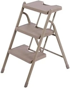 GENERIC 3-Step Steel Ladder Folding Step Ladder With Wide Anti-Slip Pedal Multipurpose Step Ladder Flower Stand Shelf Organizer For Household Kitchen Office 330lbs Load Capacity (Color : Bruin) -Best Furniture Store 31JJcVUGTnL. AC