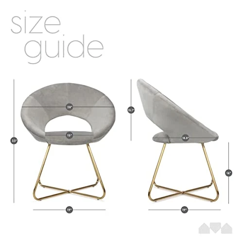 Milliard Circle Velvet Accent Chair For Living Room, Bedroom And Home Office With Gold Legs (Velvet Grey) 2 Milliard Circle Velvet Accent Chair For Living Room, Bedroom And Home Office With Gold Legs (Velvet Grey) - Image 2