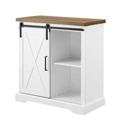 Walker Edison Abbey Modern Farmhouse Sliding X Barn Door Accent Console, 32 Inch, White -Best Furniture Store 31JlLB9u62L