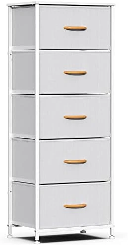 Vertical Dresser Storage Tower, Steel Frame, Wood Top, Easy Pull Textured Fabric Bins - Organizer Unit For Bedroom, Hallway, Entryway, Closets - 5 Drawers- CHARCOAL 11 Vertical Dresser Storage Tower, Steel Frame, Wood Top, Easy Pull Textured Fabric Bins - Organizer Unit For Bedroom, Hallway, Entryway, Closets - 5 Drawers- CHARCOAL - Image 11