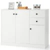 PETSITE Buffet Cabinet, Kitchen Sideboard With Storage Cabinets & Drawers, Modern Credenza Coffee Bar Server Console Table Cupboard For Entryway Living Dining Room, White
