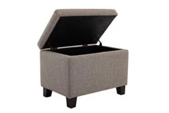 Wovenbyrd Classic 24-Inch Wide Rectangular Tufted Storage Ottoman Footstool With Hinged Lid, Gray Fabric -Best Furniture Store 31K5j2JZI8L