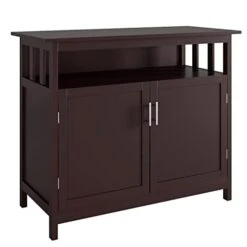 GENERIC Kitchen Sideboard Cabinet With 2 Doors Storage Cupboard And Display Shelves, Buffet Server Console Table Floor Cabinet For Dining Bathroom, Dark Brown -Best Furniture Store 31KWcHmWLRL