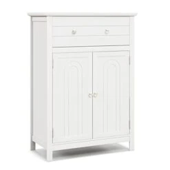 Tangkula Bathroom Floor Cabinet, Free Standing Wooden Storage Cabinet With Large Drawer And Cabinet, 2 Doors, 3 Heights Adjustable Shelf, Storage Organizer For Bathroom Living Room