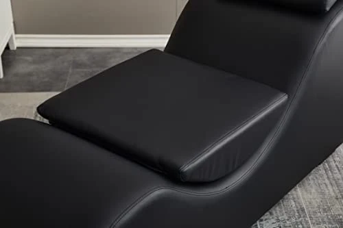 TALEWEO Yoga, Stretching, Relaxation Modern Faux Leather Living Room Curved Chaise Lounge, Large, Black 4 TALEWEO Yoga, Stretching, Relaxation Modern Faux Leather Living Room Curved Chaise Lounge, Large, Black - Image 4