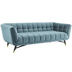 Modway Adept Contemporary Mid-Century Modern Performance Velvet Upholstered Tufted Sofa In Sea Blue -Best Furniture Store 31LPjf0ZfoS