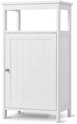 GLACER Floor Storage Cabinet, Multifunctional Side Storage Cabinet With Three-Position Adjustable Shelves, Ideal For Bathroom, Living Room, Bedroom Or Corridor, 18 X 12 X 33 Inches (Grey) -Best Furniture Store 31Lw9g5DOJL. AC