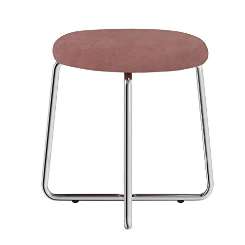 Round Backless Metal Vanity Stool With Upholstered Seat, Pink, 51111 3 Round Backless Metal Vanity Stool With Upholstered Seat, Pink, 51111 - Image 3