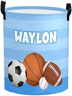 Personalized Laundry Basket Hamper,Ball Sport 11,Collapsible Storage Baskets With Handles For Kids Room,Clothes, Nursery Decor -Best Furniture Store 31MYUM1gjL. AC