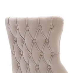 KCC Velvet Dining Chairs Set Of 4, Tufted Upholstered Wingback High-end Dining Kitchen Chair With Nailhead Solid Wood Legs, Contemporary Nikki Collection Modern Style, Beige -Best Furniture Store 31MiKsPABqL