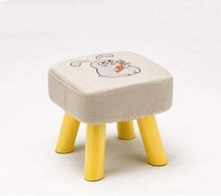 WYKD Fabric Footstool, Seat Upholstered Changing Stool, With Non-Slip Wooden Legs (Color : Black) -Best Furniture Store 31Msriz5IFL. AC