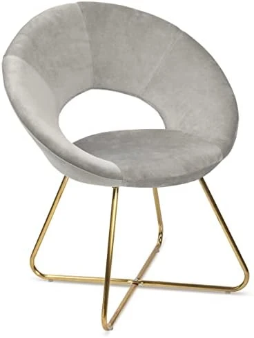 Milliard Circle Velvet Accent Chair For Living Room, Bedroom And Home Office With Gold Legs (Velvet Grey) 6 Milliard Circle Velvet Accent Chair For Living Room, Bedroom And Home Office With Gold Legs (Velvet Grey) - Image 6
