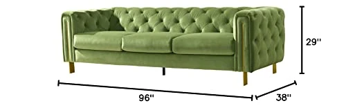 Acanva Collection Chesterfield Vintage Tufted Velvet Living Room Sofa, Couch, Mint Green 3 Acanva Collection Chesterfield Vintage Tufted Velvet Living Room Sofa, Couch, Mint Green - Image 3